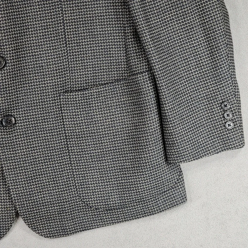 Vtg Nordstrom Blazer 40R Men Gray Nailhead‎ Tweed Birdseye USA Wool Preppy
